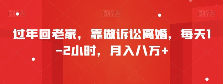 过年回老家，靠做诉讼离婚，每天1-2小时，月入八万+-翻身站