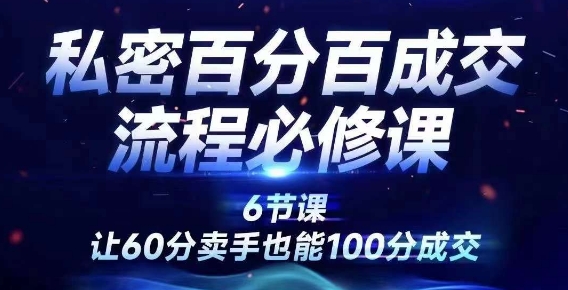 私密百分百成交流程线上训练营，绝对成交，让60分卖手也能100分成交-翻身站