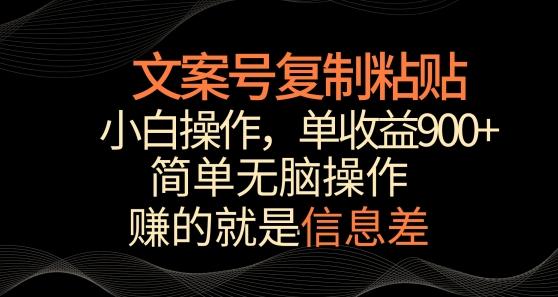 文案号掘金，简单复制粘贴，小白操作，单作品收益900+【揭秘】-翻身站