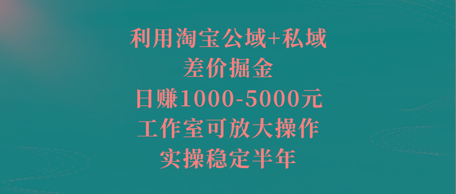 利用淘宝公域+私域差价掘金，日赚1000-5000元，工作室可放大操作，实操…-翻身站