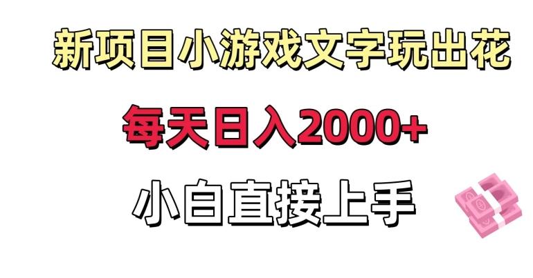 新项目小游戏文字玩出花日入2000+，每天只需一小时，小白直接上手【揭秘】-翻身站