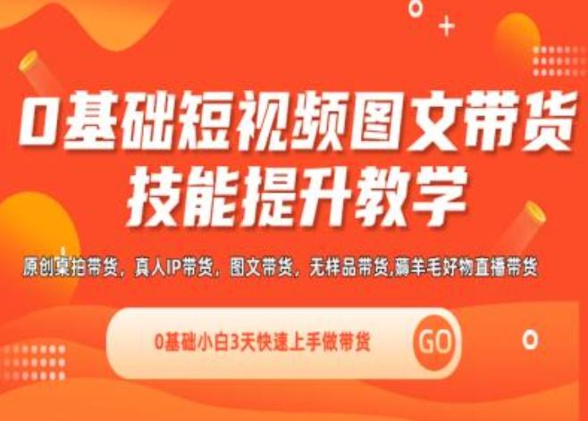 0基础短视频图文带货实操技能提升教学(直播课+视频课),0基础小白3天快速上手做带货-翻身站