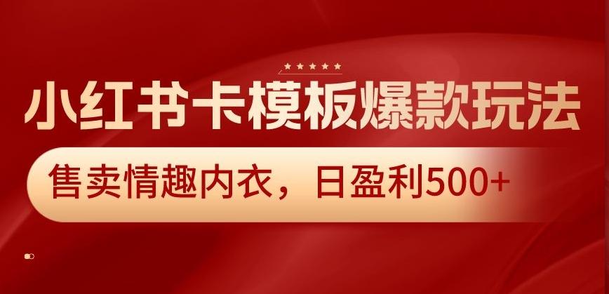 小红书卡模板爆款玩法，售卖情趣内衣，日盈利500+【揭秘】-翻身站