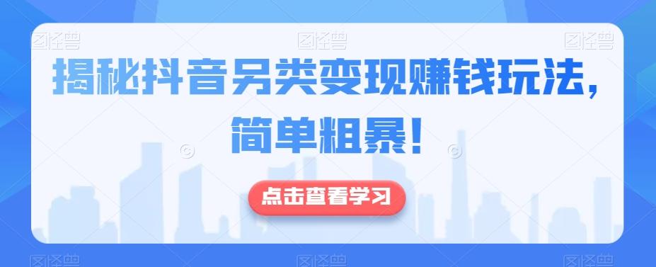 揭秘抖音另类变现赚钱玩法，简单粗暴！-翻身站
