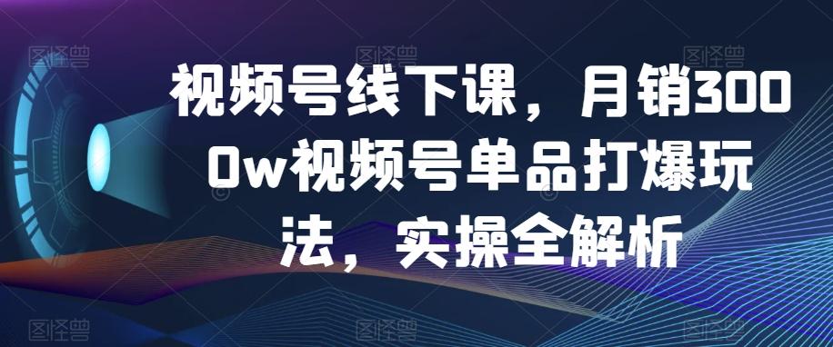 视频号线下课，月销3000w视频号单品打爆玩法，实操全解析-翻身站