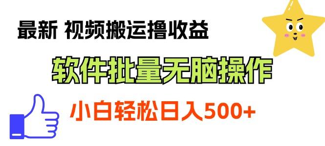 最新视频搬运撸收益，软件无脑批量操作，新手小白轻松上手-翻身站