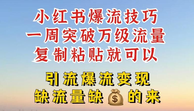 小红书爆流技巧，一周突破万级流量，复制粘贴就可以，引流爆流变现【揭秘】-翻身站