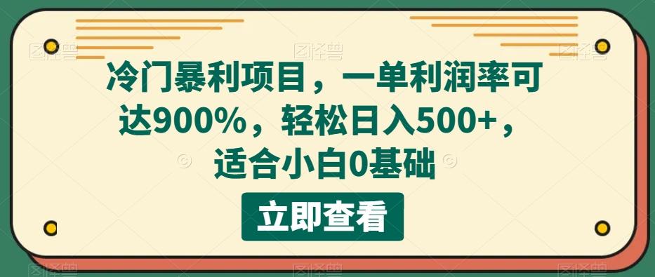 冷门暴利项目，一单利润率可达900%，轻松日入500+，适合小白0基础-翻身站