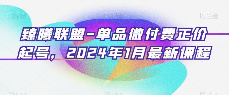 臻曦联盟-单品微付费正价起号，2024年1月最新课程-翻身站