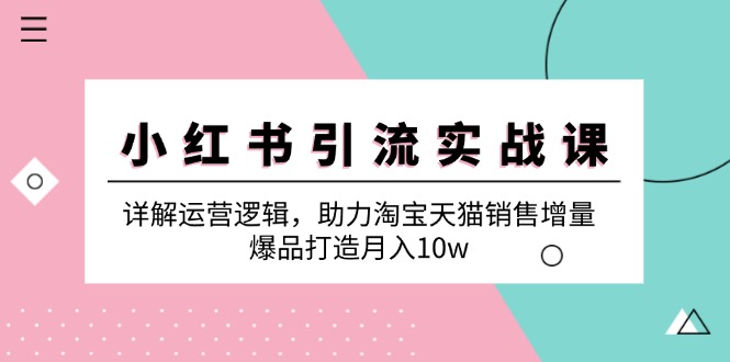 小红书引流实战课：详解运营逻辑，助力淘宝天猫销售增量，爆品打造月入10w-翻身站