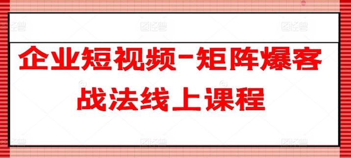 企业短视频-矩阵爆客战法线上课程-翻身站