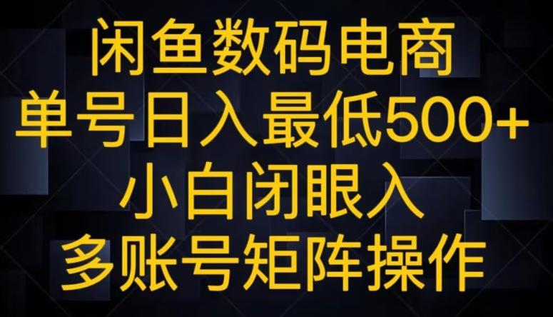 闲鱼数码电商，单号日入最低500+，小白闭眼入，多账号矩阵操作-翻身站