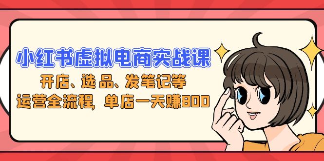小红书虚拟电商实战课：开店、选品、发笔记等运营全流程，单店一天赚800-翻身站