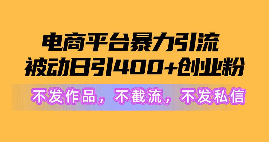 电商平台暴力引流,被动日引400+创业粉不发作品，不截流，不发私信-翻身站