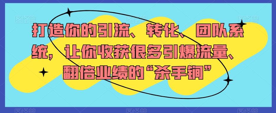 打造你的引流、转化、团队系统，让你收获很多引爆流量、翻倍业绩的“杀手锏”-翻身站