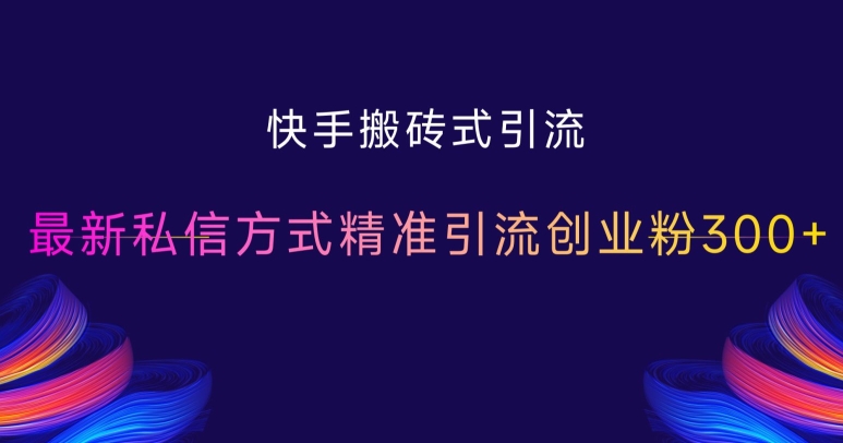 快手搬砖式引流，最新私信方式精准引流创业粉300+-翻身站