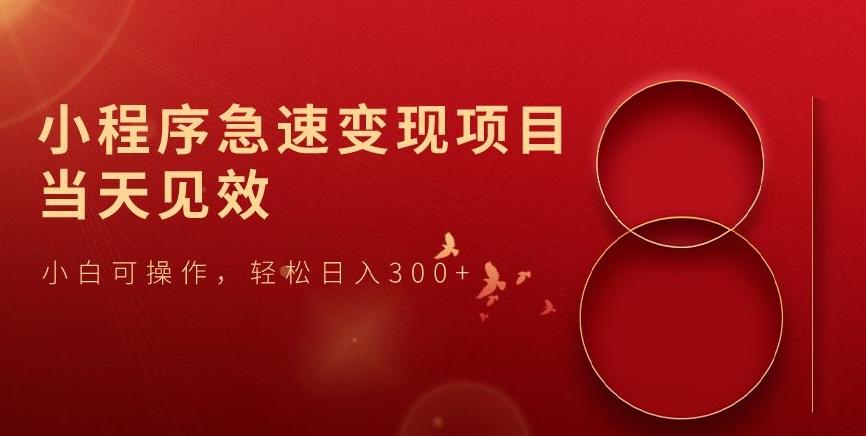 小程序急速变现项目，当天见效，小白可操作，轻松日入300+-翻身站