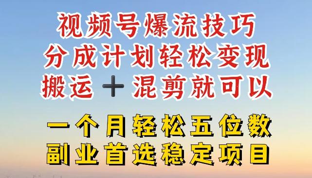 视频号爆流技巧，分成计划轻松变现，搬运 +混剪就可以，一个月轻松五位数稳定项目【揭秘】-翻身站