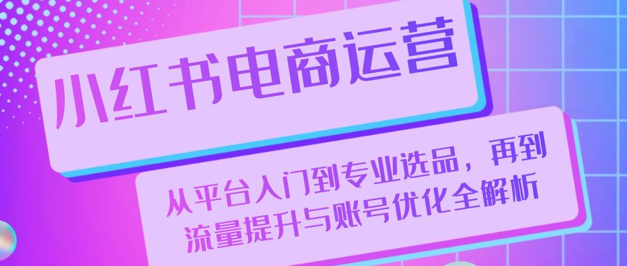 小红书电商运营：从平台入门到专业选品，再到流量提升与账号优化全解析-翻身站