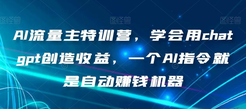 AI流量主特训营，学会用chatgpt创造收益，一个AI指令就是自动赚钱机器-翻身站