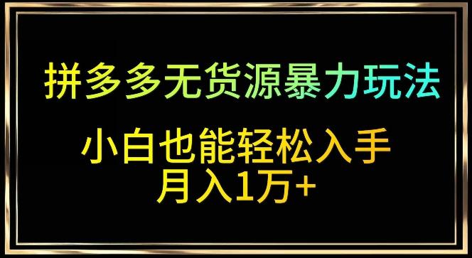 拼多多无货源暴力玩法，全程干货，小白也能轻松入手，月入1万+【揭秘】-翻身站