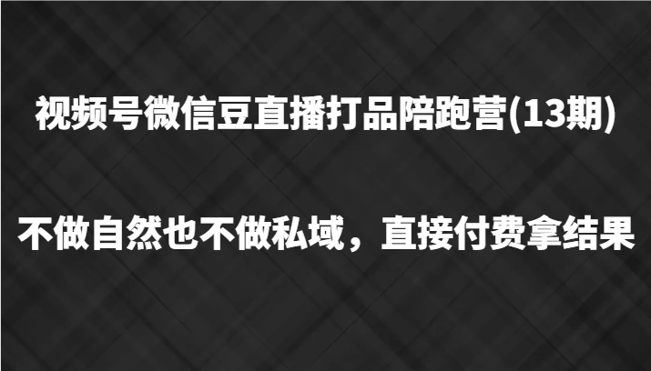 视频号微信豆直播打品陪跑(13期)，不做不自然流不做私域，直接付费拿结果-翻身站