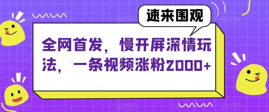 全网首发，慢开屏深情玩法，一条视频涨粉2000+【揭秘】-翻身站