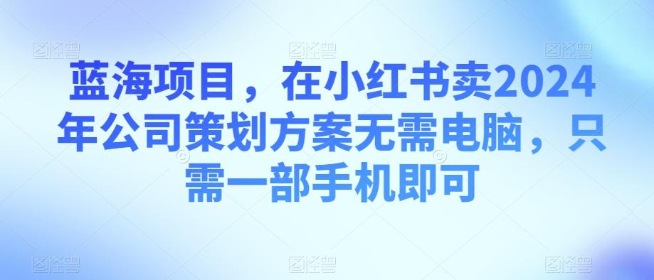蓝海项目，在小红书卖2024年公司策划方案无需电脑，只需一部手机即可-翻身站
