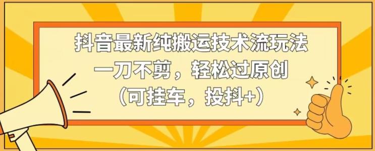 抖音最新纯搬运技术流玩法，一刀不剪，轻松过原创(可挂车，投抖+)【揭秘】-翻身站
