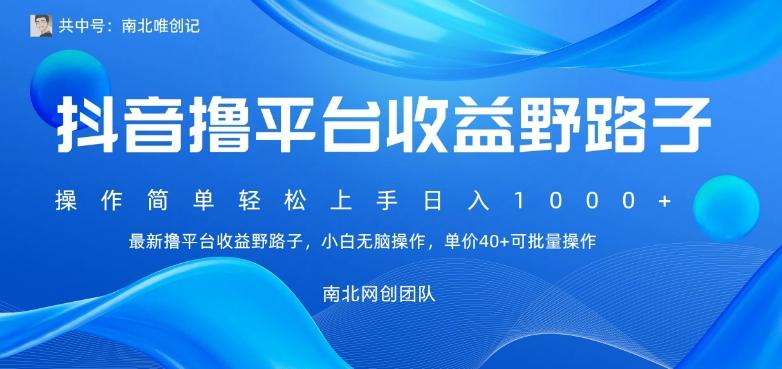 最新撸抖音平台收益野路子，操作简单，单价高，小白可无脑操作可日入1000+-翻身站