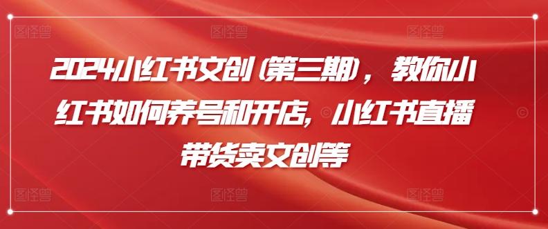 2024小红书文创(第三期)，教你小红书如何养号和开店，小红书直播带货卖文创等-翻身站