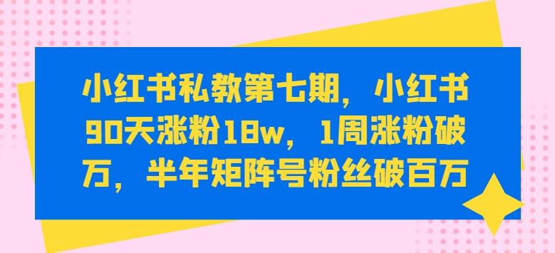 小红书私教第七期，小红书90天涨粉18w，1周涨粉破万，半年矩阵号粉丝破百万-翻身站