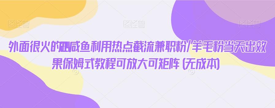外面很火的2024咸鱼利用热点截流兼职粉/羊毛粉当天出效果保姆式教程可放大可矩阵(无成本)-翻身站