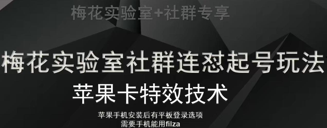 梅花实验室社群视频号连怼起号玩法，最新苹果卡特效技术-翻身站