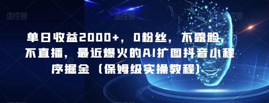 单日收益2000+，0粉丝，不露脸，不直播，最近爆火的AI扩图抖音小程序掘金（保姆级实操教程）-翻身站