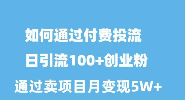 如何通过付费投流日引流100+创业粉月变现5W+-翻身站
