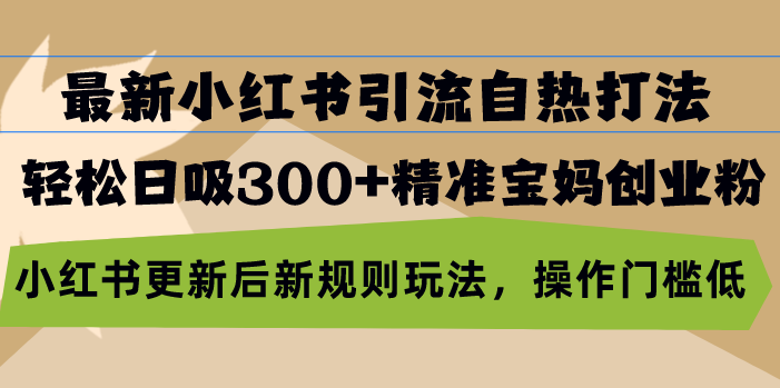 最新小红书引流自热打法，轻松日吸300+精准宝妈创业粉，小红书更新后新…-翻身站