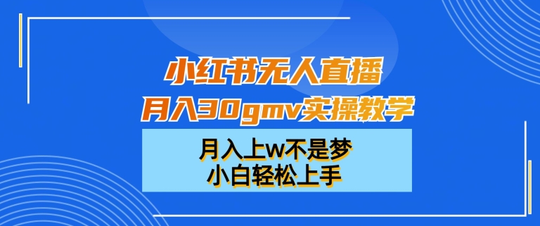 小红书无人直播月入30gmv实操教学，月入上w不是梦，小白轻松上手【揭秘】-翻身站