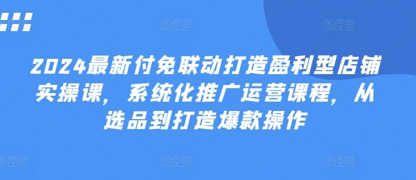 2024最新付免联动打造盈利型店铺实操课，​系统化推广运营课程，从选品到打造爆款操作-翻身站