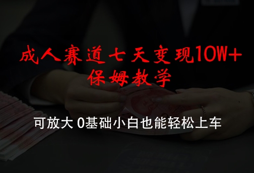 成人赛道七天变现10W+保姆教学，可放大，0基础小白也能轻松上车【揭秘】-翻身站
