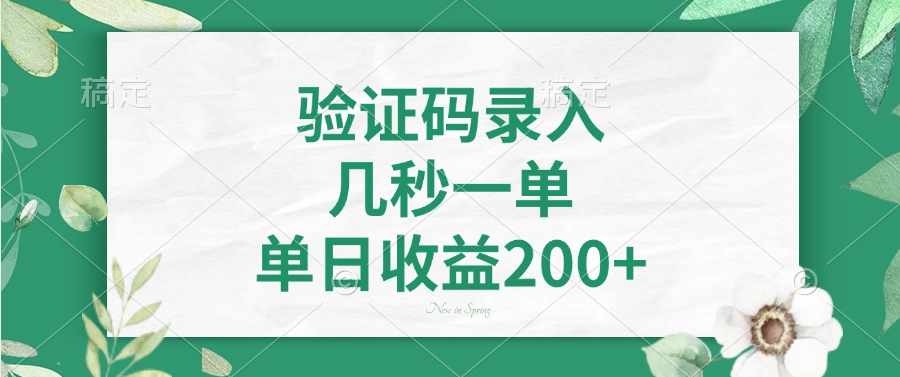 验证码录入，几秒一单，单日收益200+-翻身站