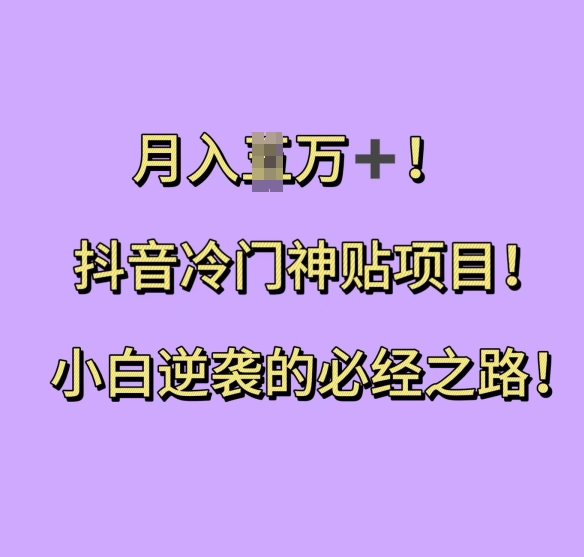 抖音冷门神贴项目，小白逆袭的必经之路，月入过W【揭秘】-翻身站
