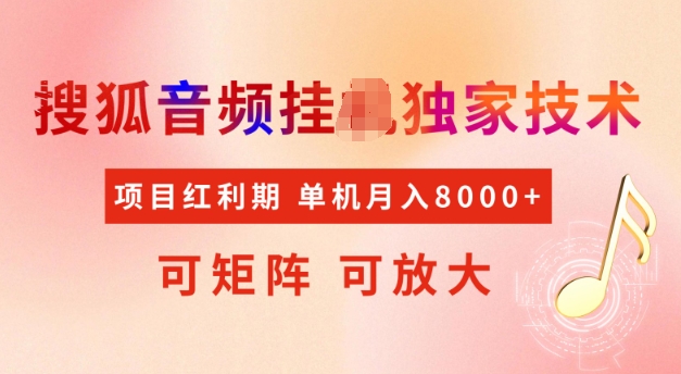 首发搜狐音频挂JI，项目红利期，可矩阵可放大，稳定月入5k【揭秘】-翻身站
