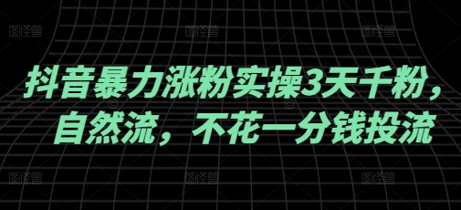 抖音暴力涨粉实操3天千粉，自然流，不花一分钱投流，实操经验分享-翻身站