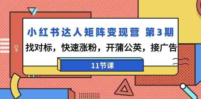 小红书达人矩阵变现营第3期，找对标，快速涨粉，开蒲公英，接广告(11节课)-翻身站
