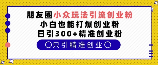 朋友圈小众玩法引流创业粉，小白也能打爆创业粉，日引300+精准创业粉【揭秘】-翻身站