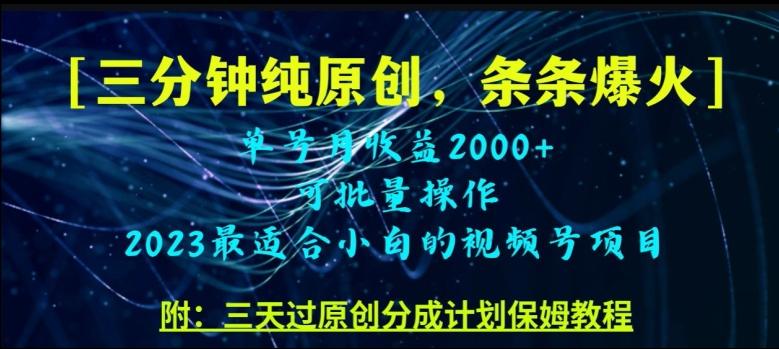 三分钟制作视频号纯原创，条条爆款，轻松月入过万【揭秘】-翻身站