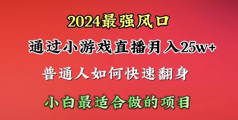 (10020期)2024年最强风口，通过小游戏直播月入25w+单日收益5000+小白最适合做的项目-翻身站