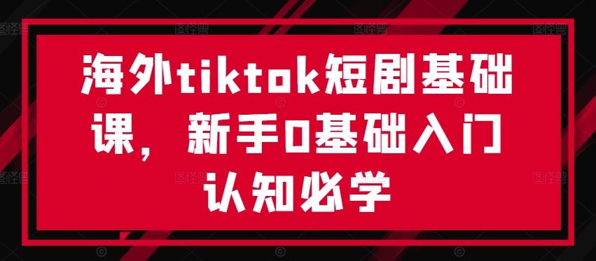 海外tiktok短剧基础课，新手0基础入门认知必学-翻身站
