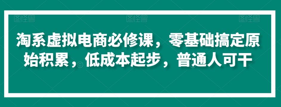淘系虚拟电商必修课，零基础搞定原始积累，低成本起步，普通人可干-翻身站